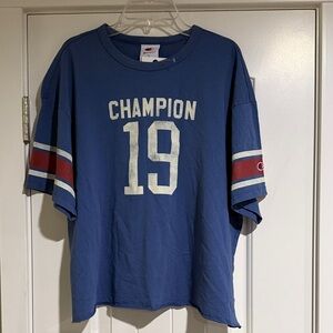 Champion Blue Tee with Red and White Stripes